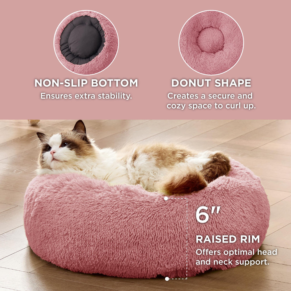 Bedsure calming cat bed raised rim supports head and neck during rest