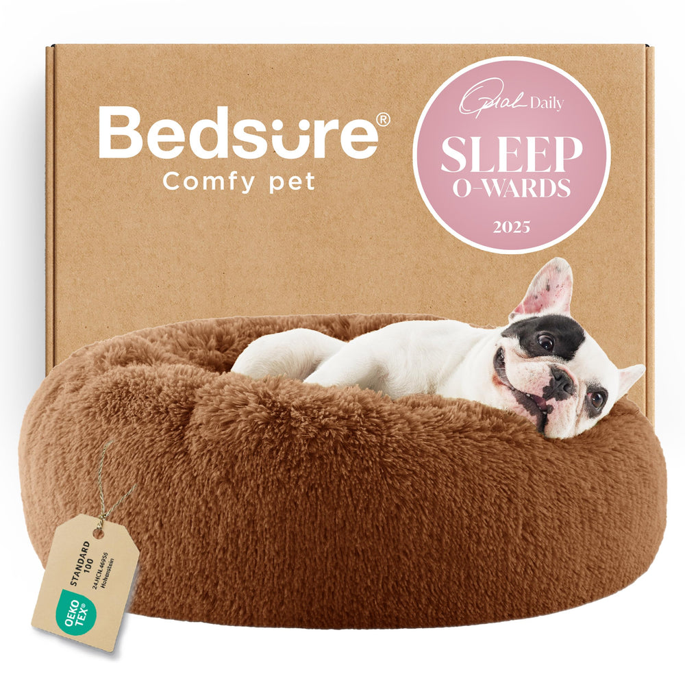 Bedsure calming donut bed 23-inch top view with fluffy faux fur for curling up