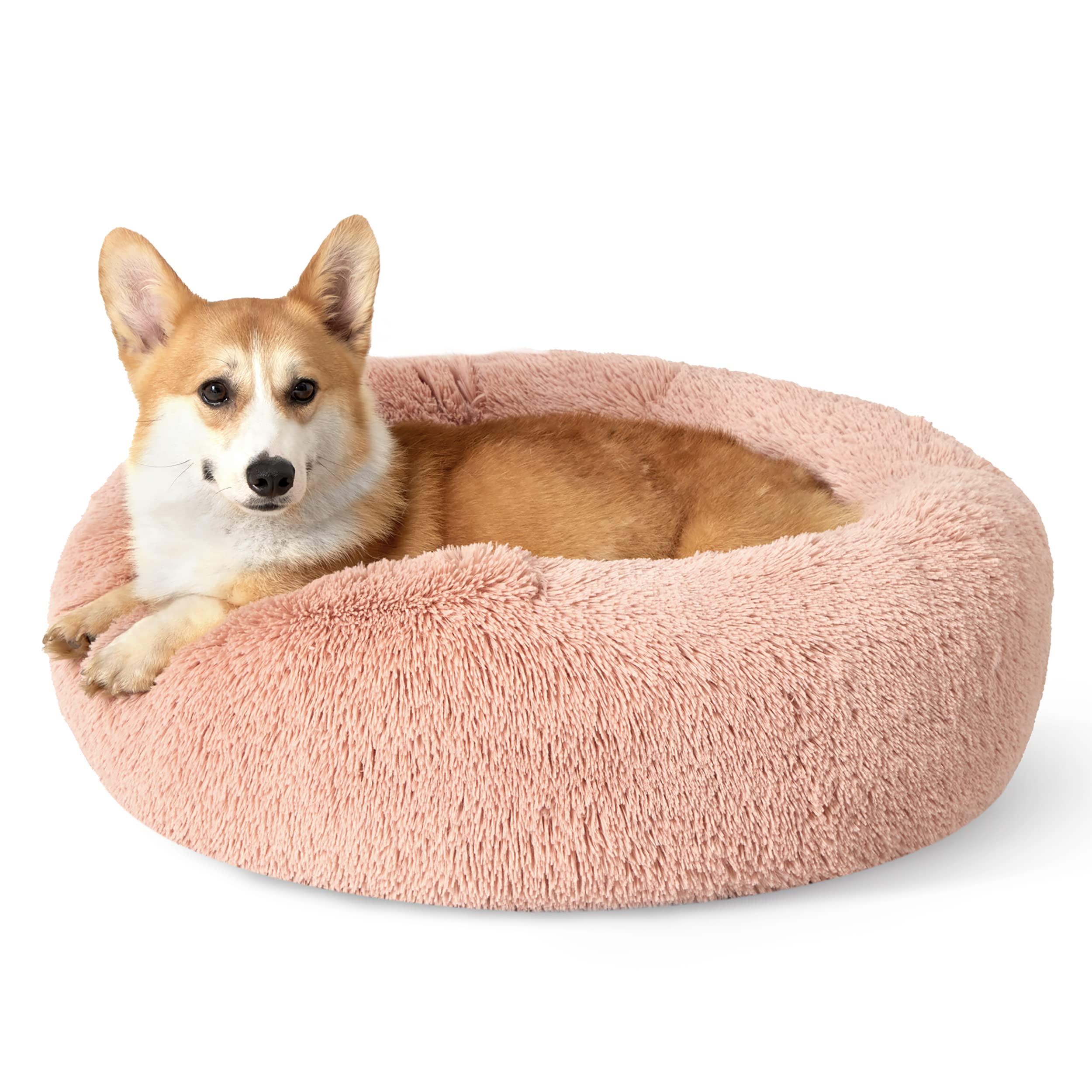 Bedsure calming donut bed pink, 30-inch round for curling up securely