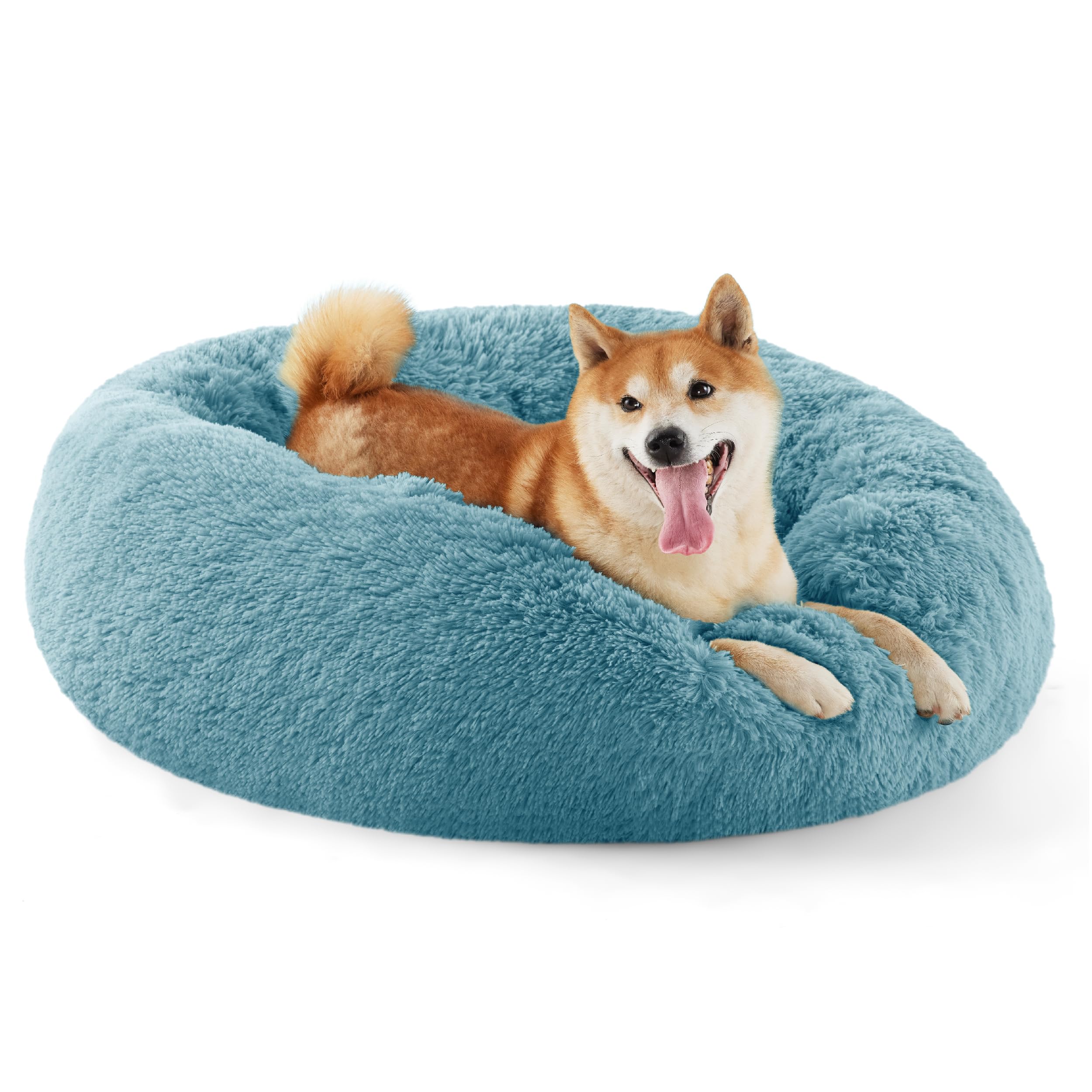 Bedsure calming donut bed for medium dogs with raised rim for head support.