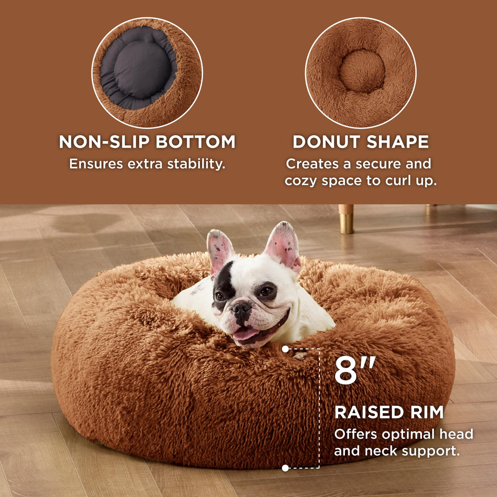 Bedsure round bed raised rim supports head and neck during naps