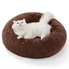 Bedsure Calming Donut Cat Bed front view shows a plush nest for curling.