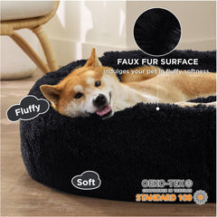 Bedsure calming donut dog bed, raised rim for head and neck support