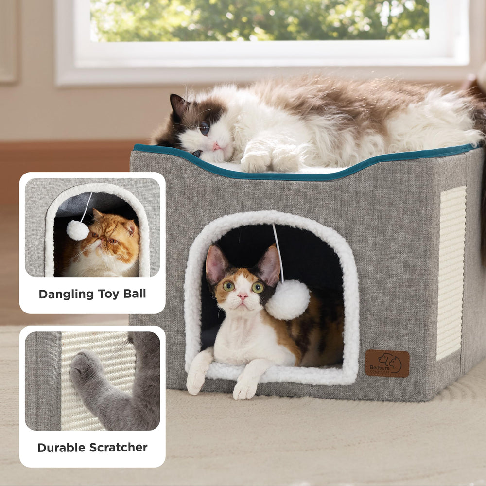 Bedsure cat bed indoor cave CARB-certified materials ensure pet-safe comfort.