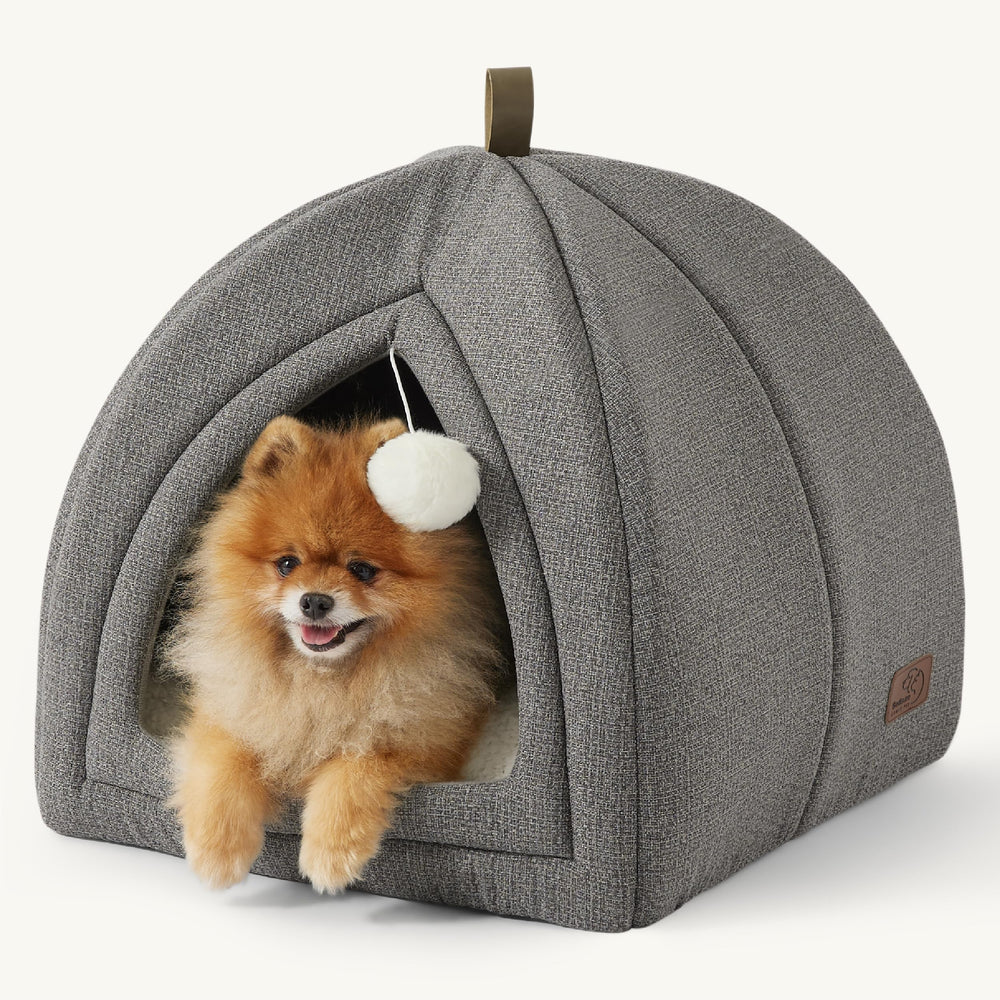 Bedsure cat bed indoor cave grey folded for easy storage and space-saving comfort.