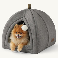 Bedsure cat bed indoor cave grey folded for easy storage and space-saving comfort.