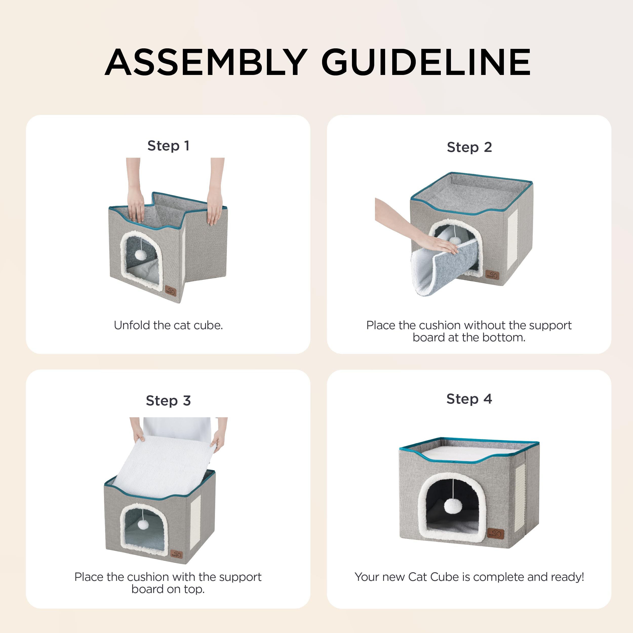 Bedsure foldable MDF cat hideaway for easy assembly and travel