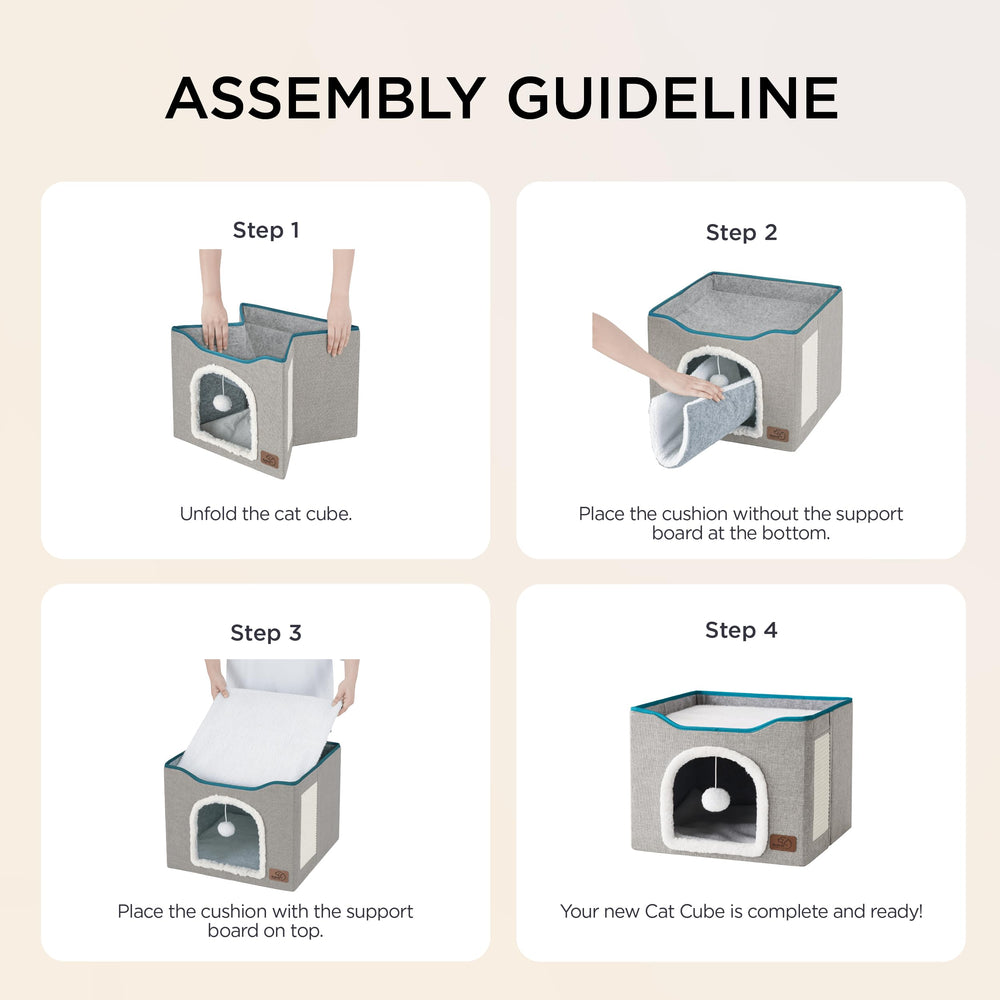 Bedsure foldable MDF cat hideaway for easy assembly and travel