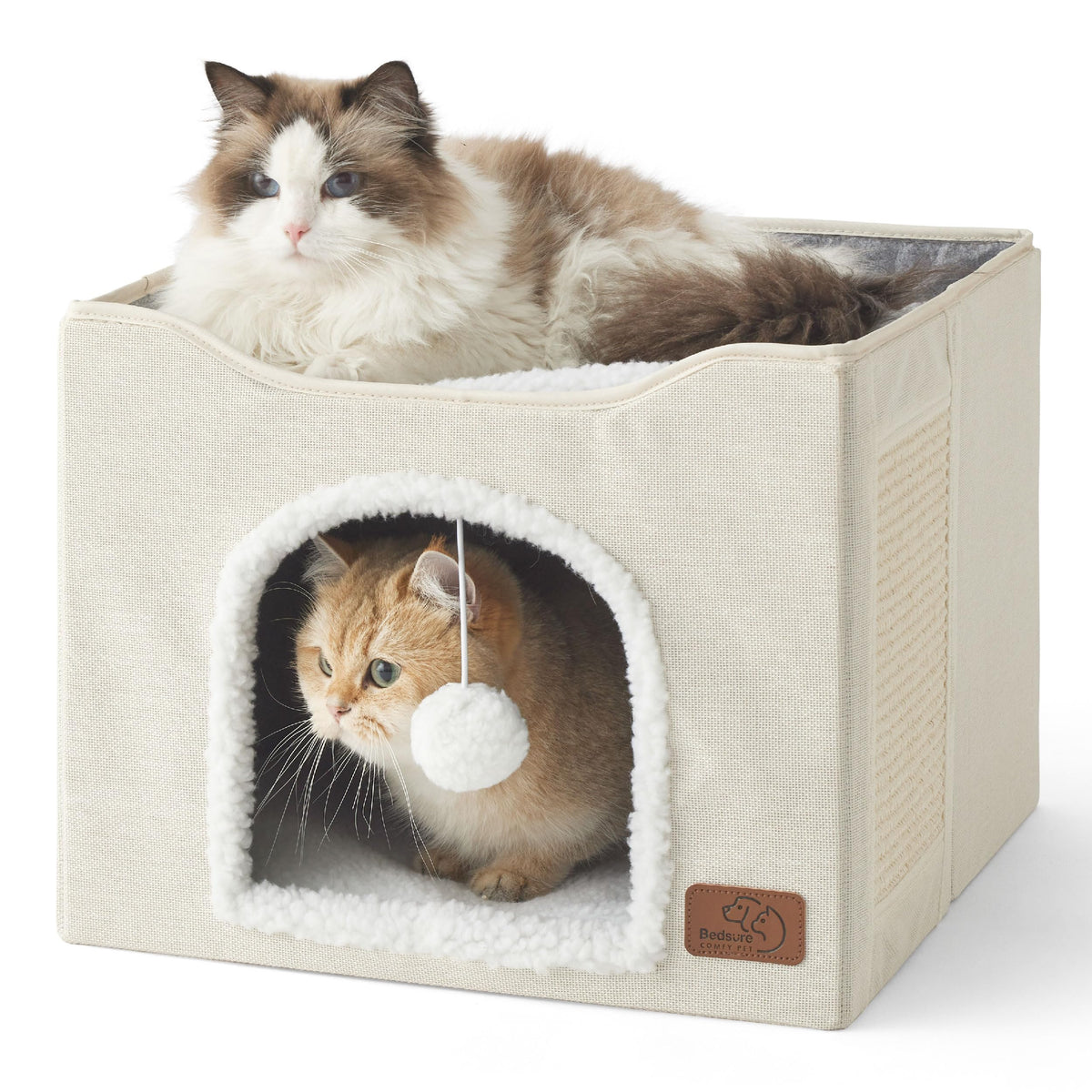Bedsure cat bed indoor large cave entrance for cozy hideaway and naps