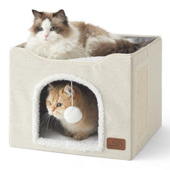 Bedsure cat bed indoor large cave entrance for cozy hideaway and naps