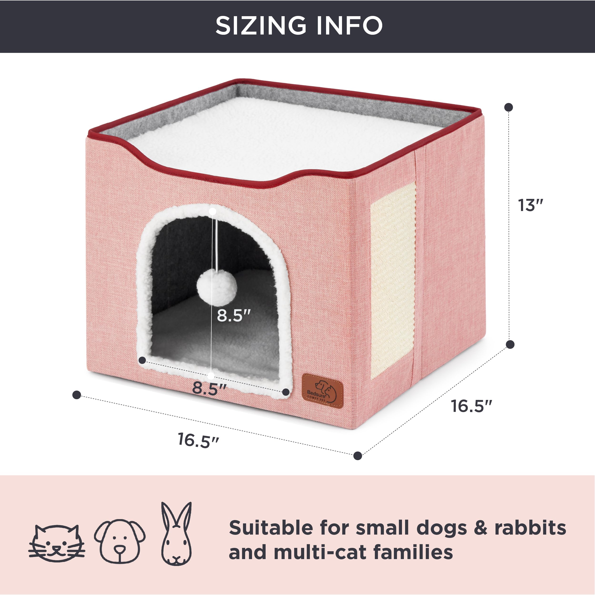 Bedsure cat cave top platform inviting stretching and viewing from above.