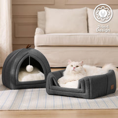 Bedsure cat beds non-slip bottom keeps the cozy den secure.