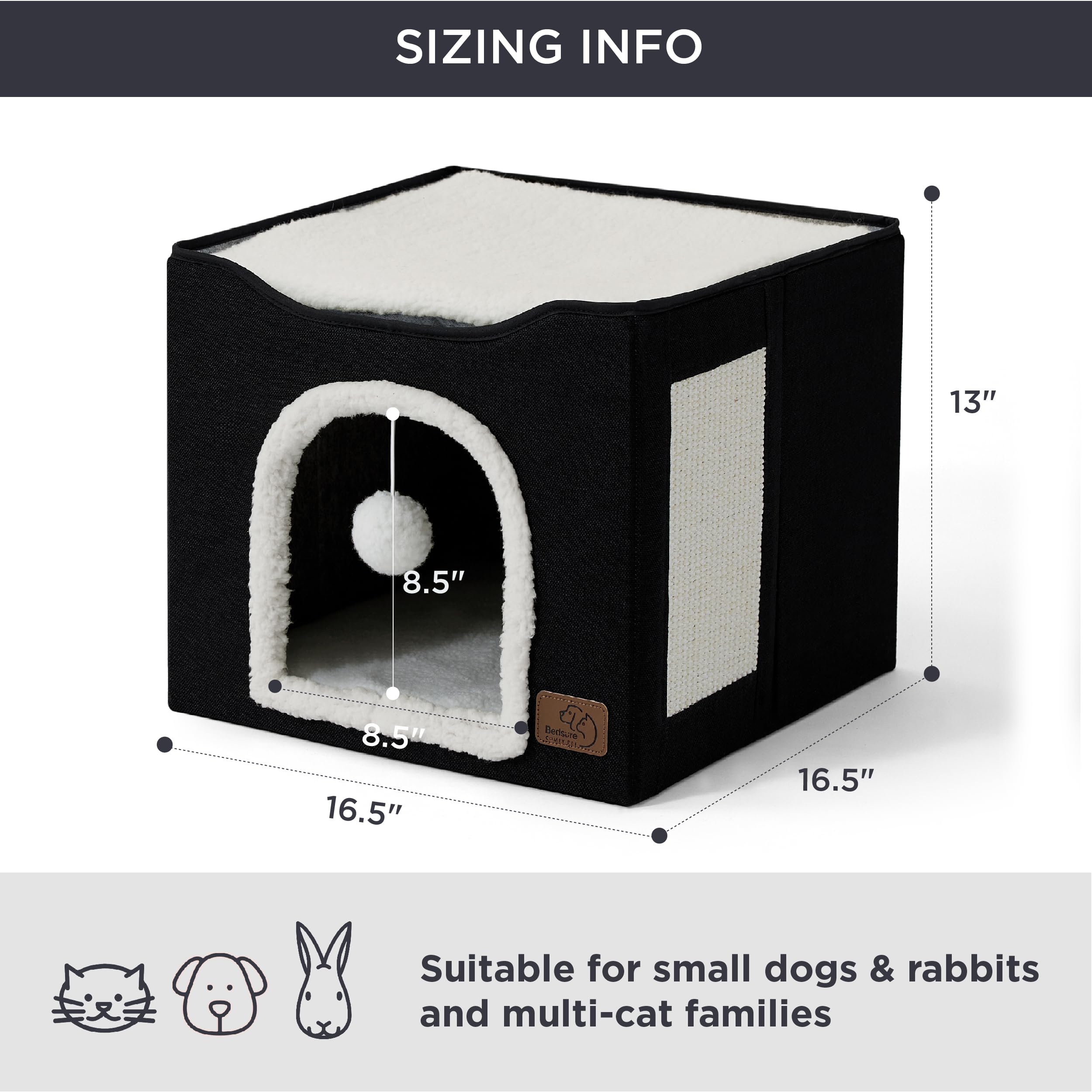 Bedsure large scratch board on cat hideaway to encourage scratching