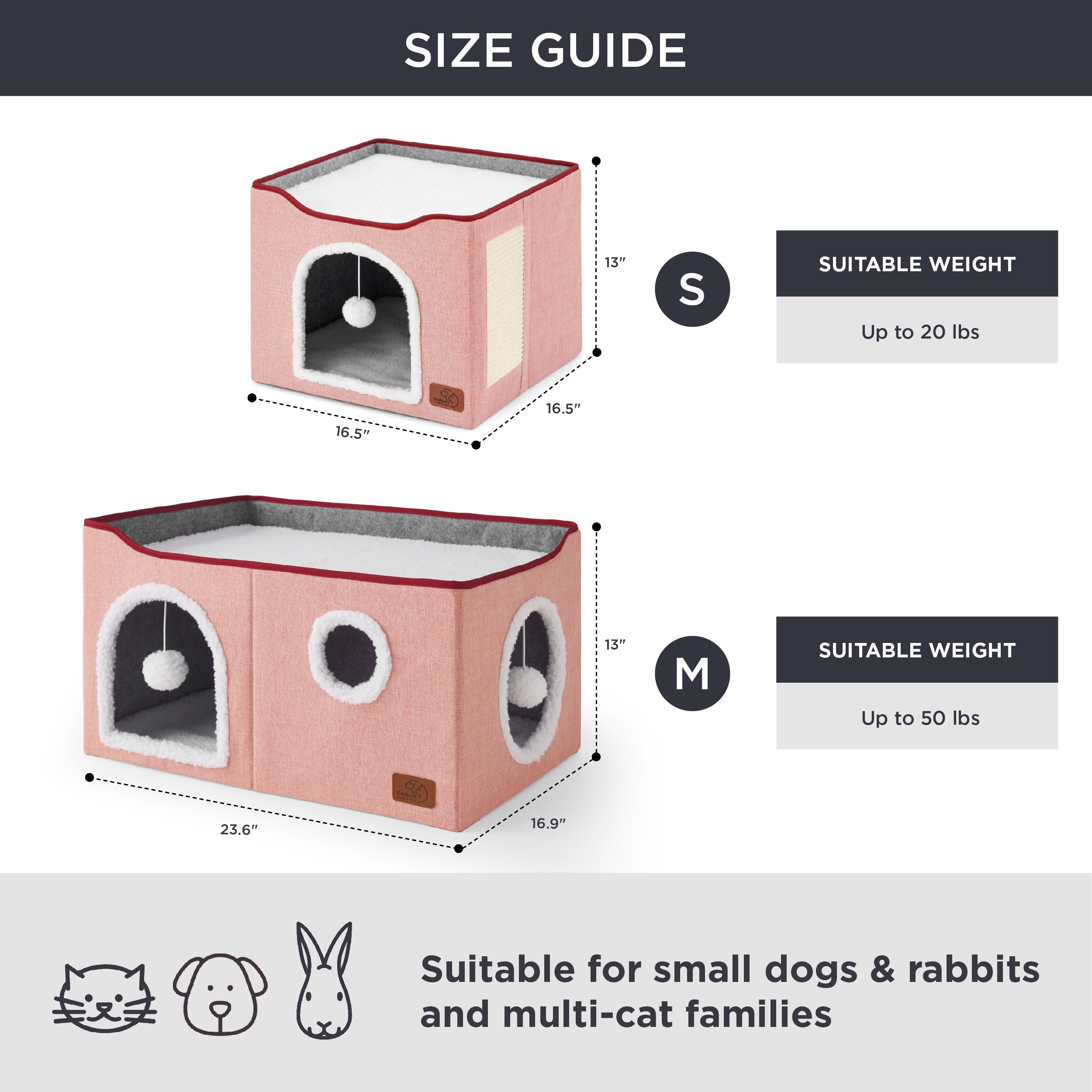 Bedsure large cat house bottom open hideaway, secure resting space.