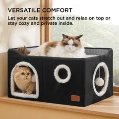Bedsure cat house enclosed bottom hideaway highlights secure retreat for playtime rest.