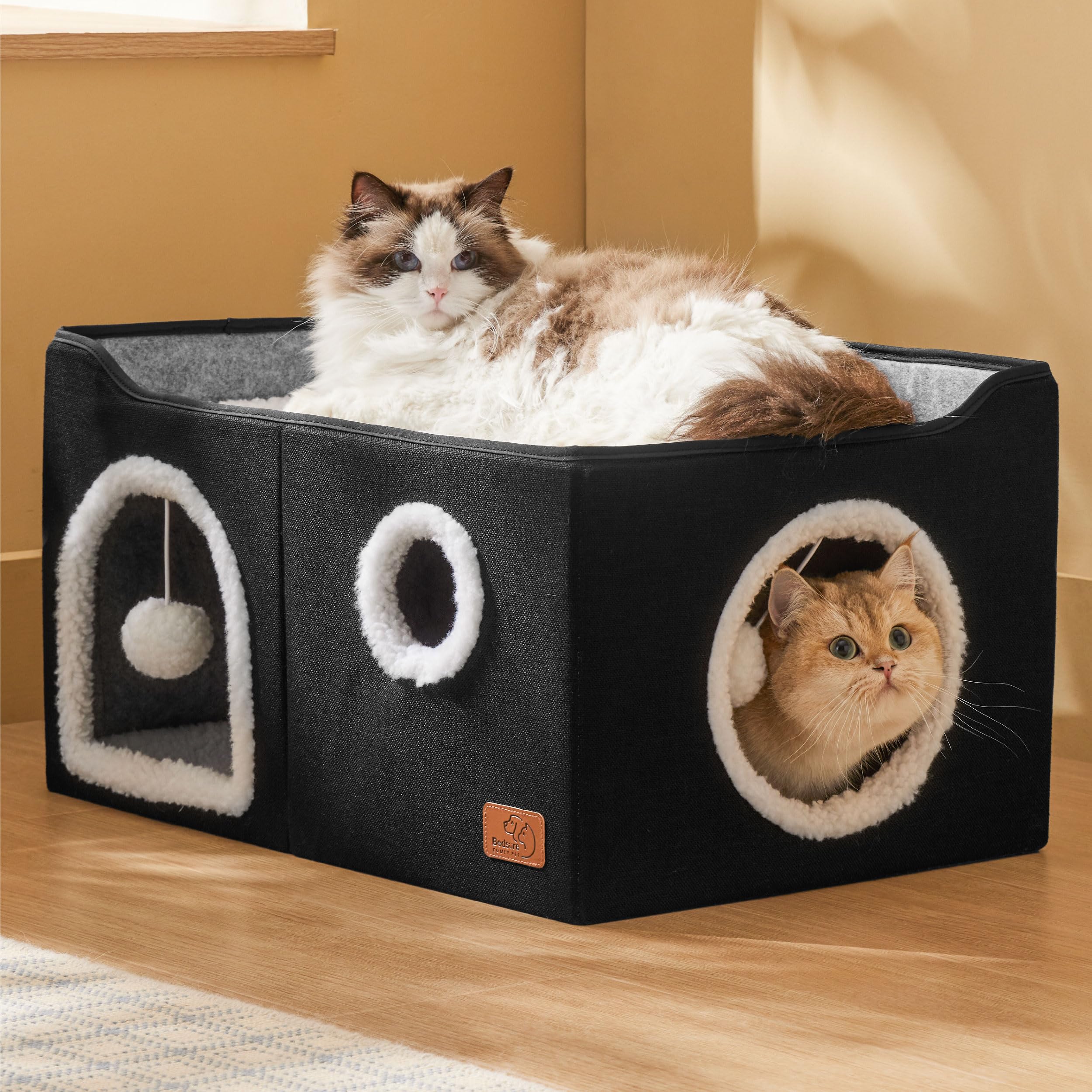Bedsure cat house foldable design enables flat storage and travel convenience.