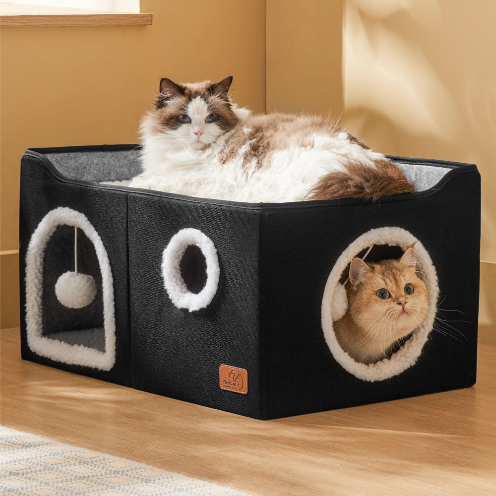 Bedsure cat house foldable design enables flat storage and travel convenience.