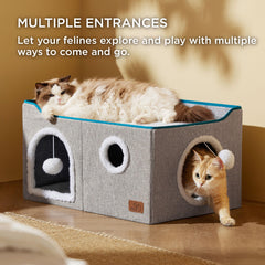 Bedsure cat house interior view highlights cozy hideaway for one or more felines.