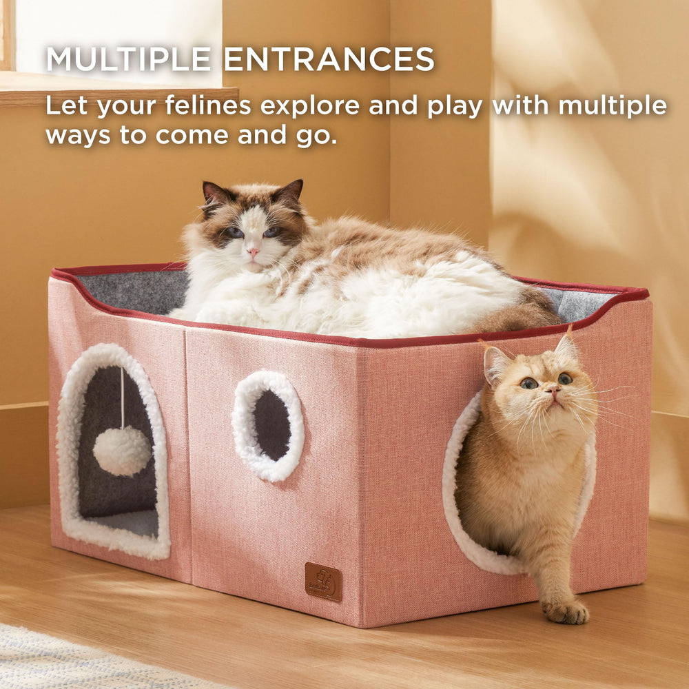 Bedsure cat house top platform view, perfect lounging perch for daytime comfort.