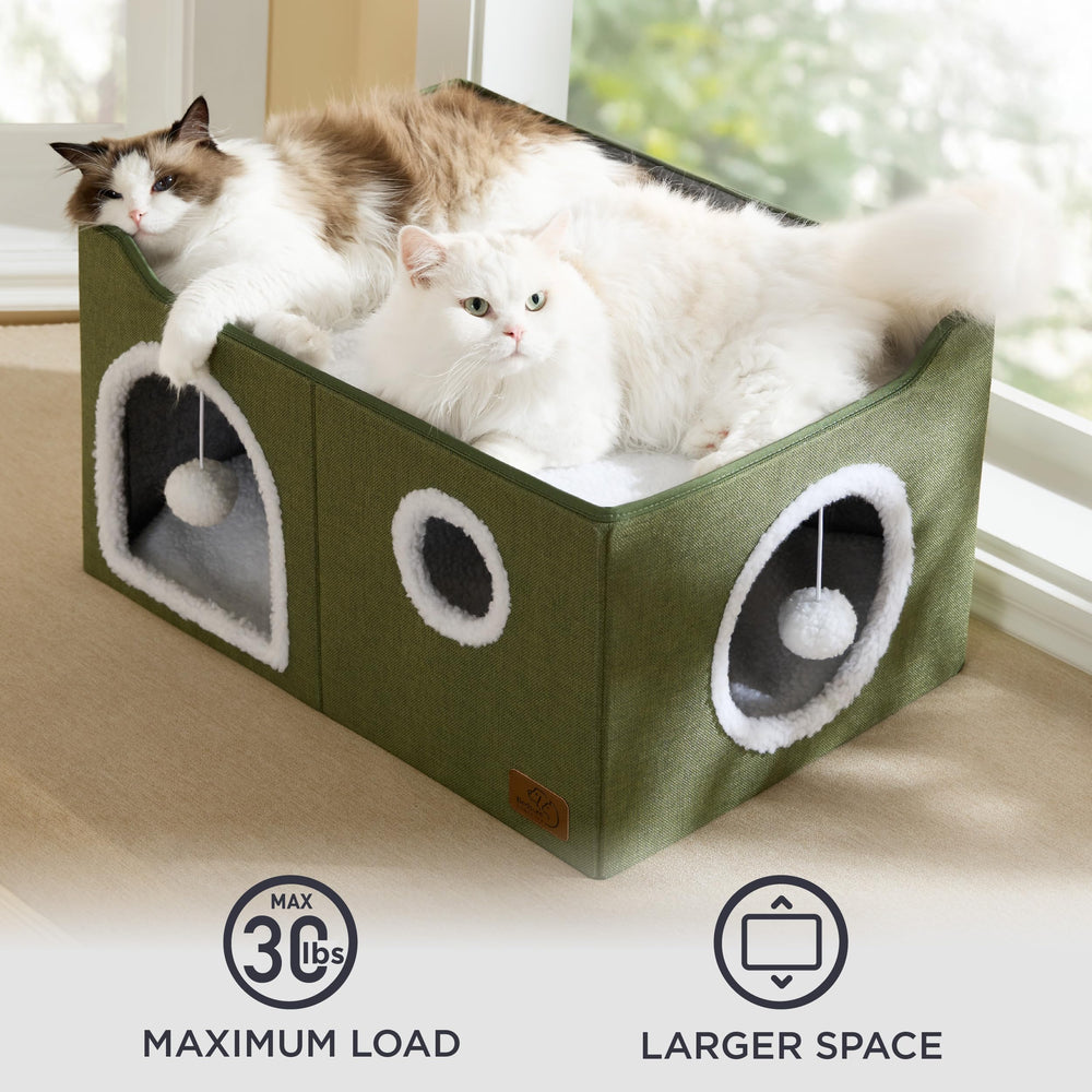 Bedsure cat tunnel with dual entrances invites exploration and stalking.