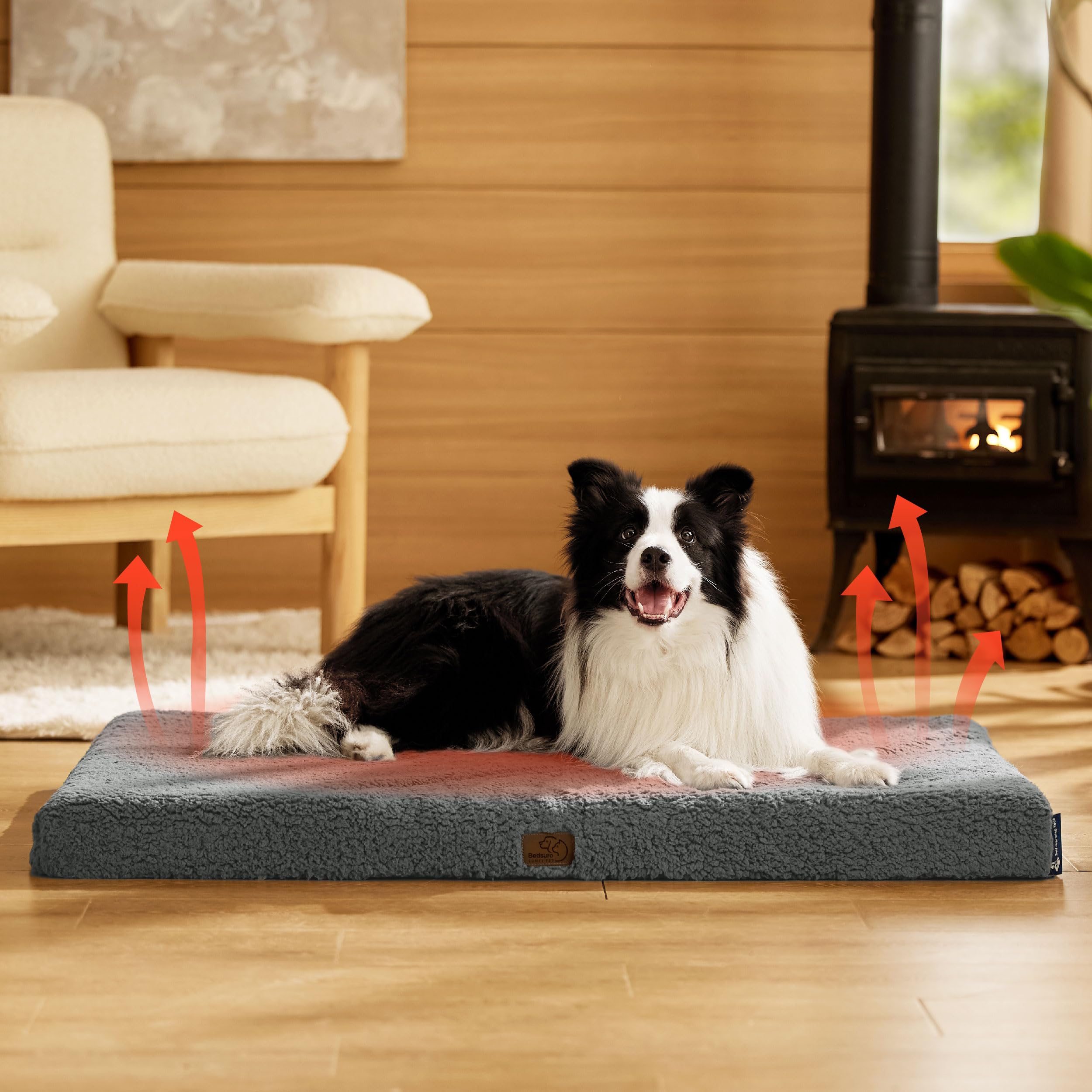 Bedsure CertiPUR-US foam dog bed front view ensures safe, durable comfort.