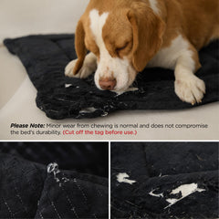 Bedsure chew resistant dog bed velvet surface offers cozy lounging comfort.