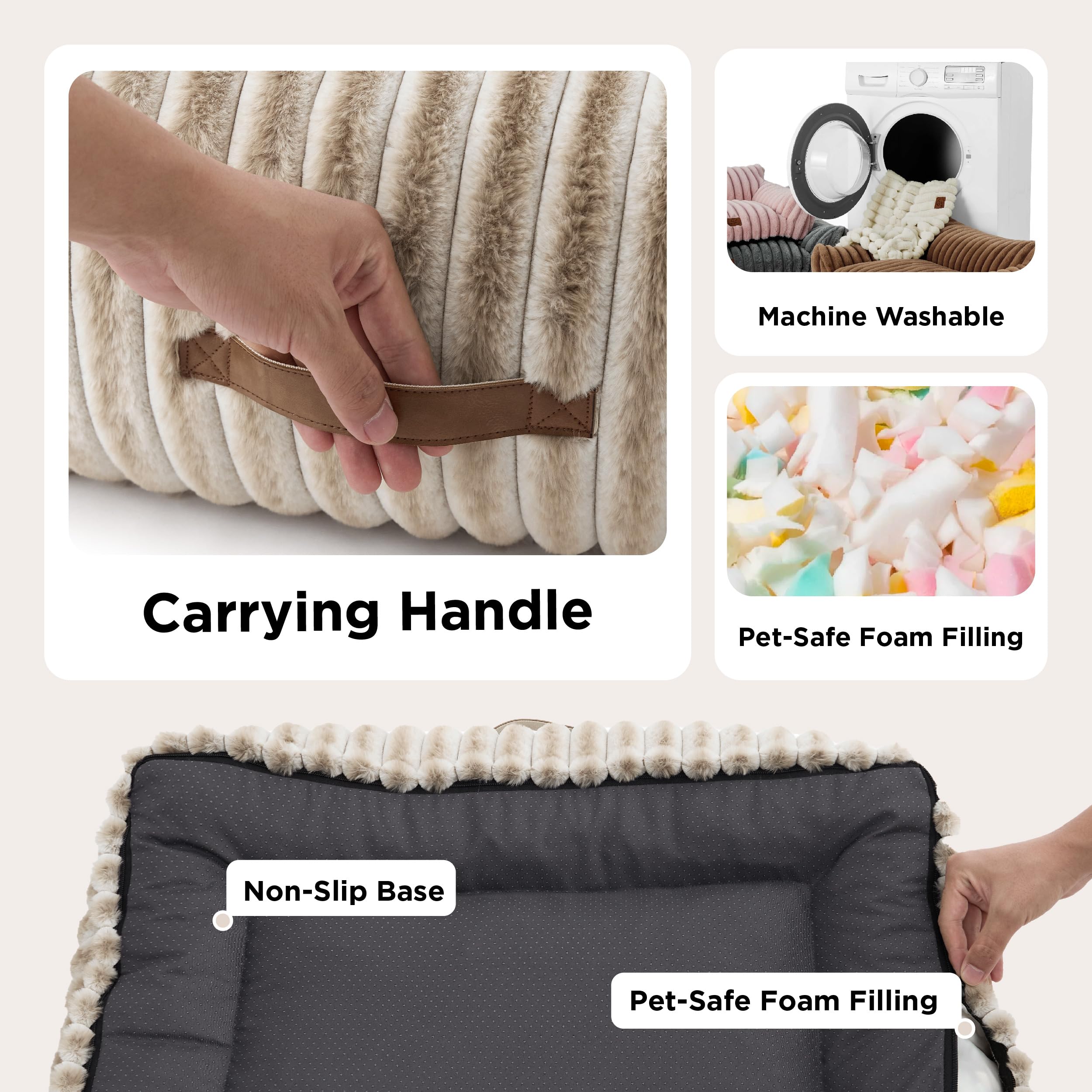 Bedsure ComfyFleece anti-slip bottom keeps the bed stable during playful naps.