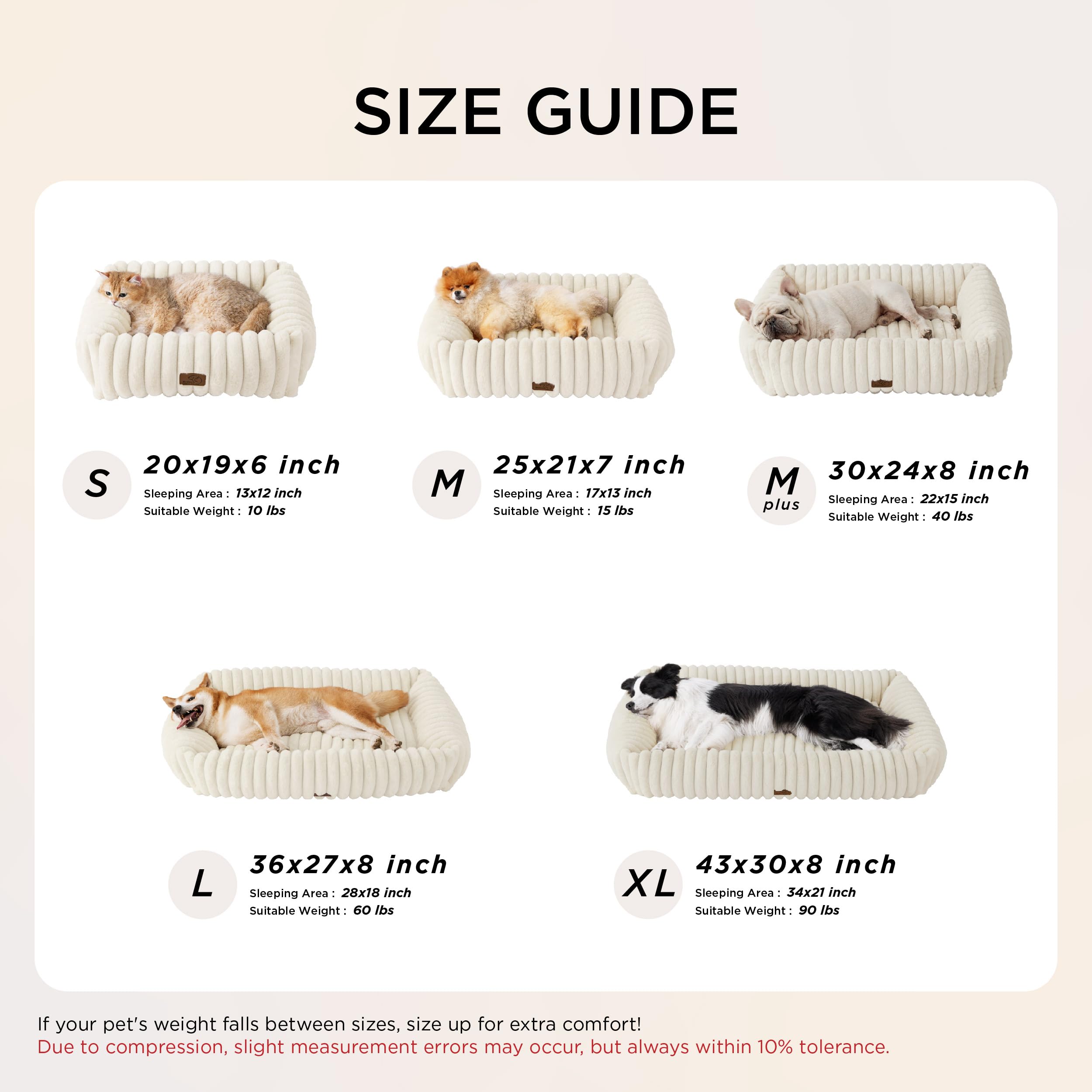 Bedsure ComfyFleece bed dimensions 20x19x6 inches fit small pets.
