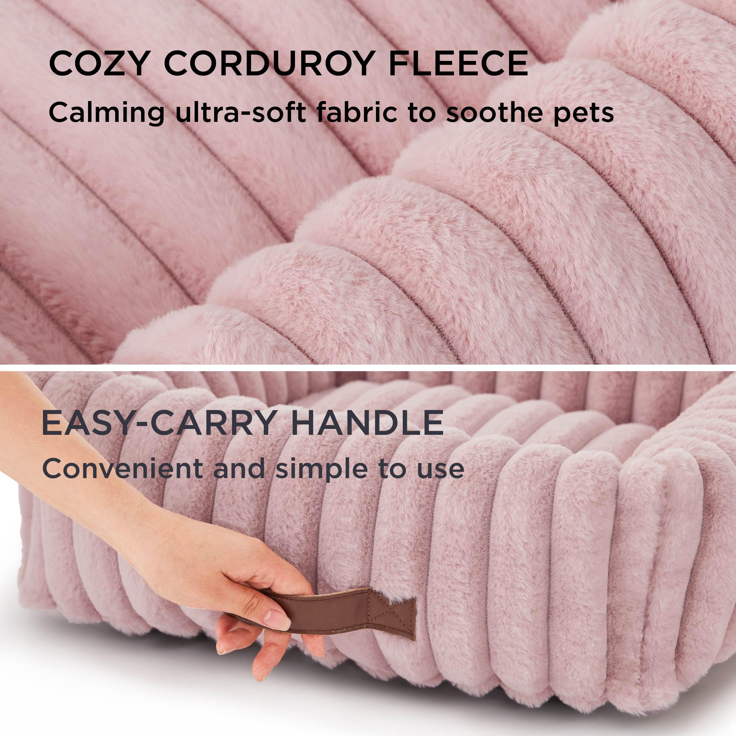 Bedsure ComfyFleece bed face-closeup emphasizes ultra-soft imitation fur for warm snuggles.