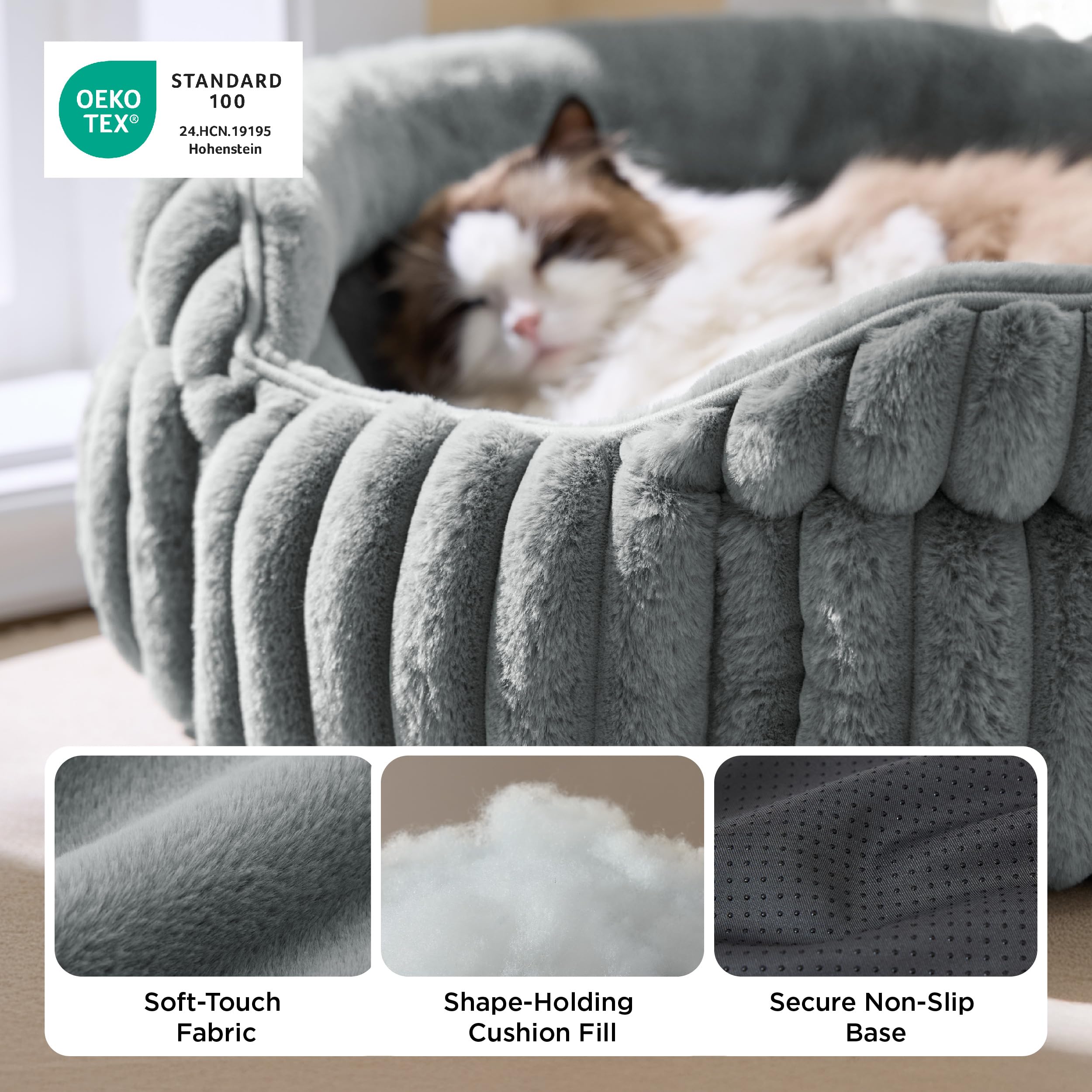 Bedsure ComfyFleece cat bed flat mat mode for open lounging.