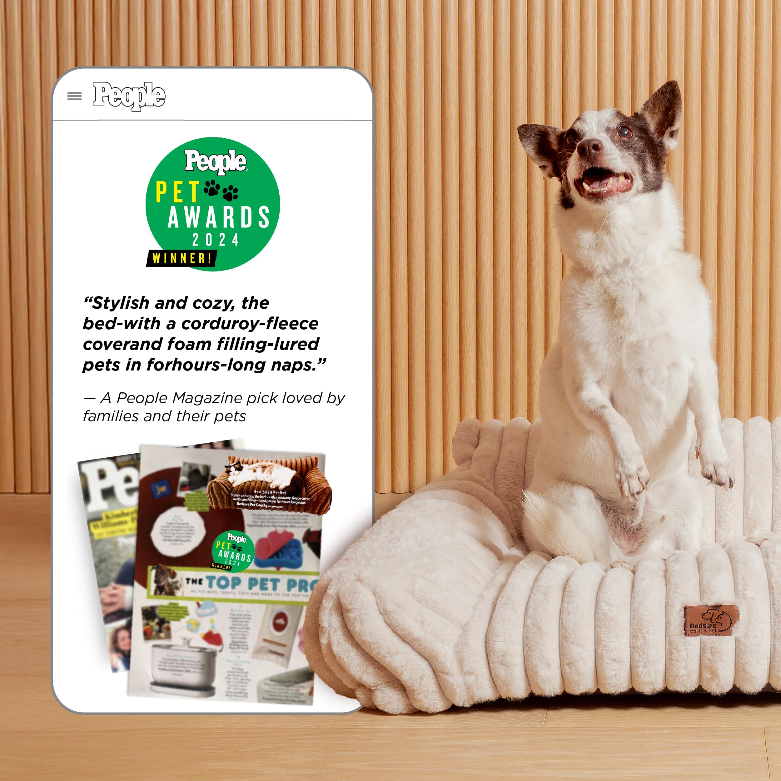 Bedsure ComfyFleece cat couch backrest detail emphasizes supportive design