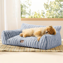 Bedsure ComfyFleece cat couch in blue indigo for cozy lounging.