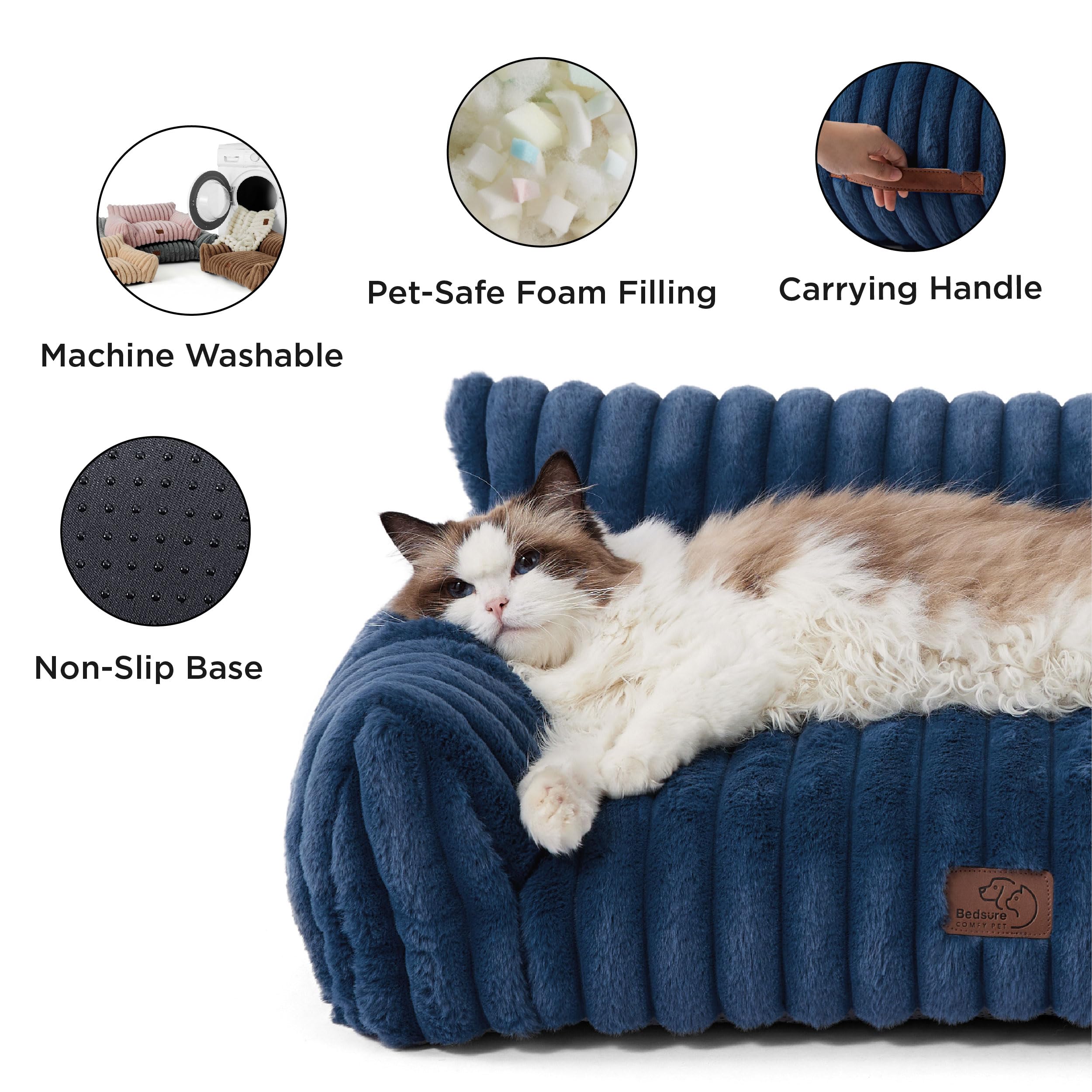 Bedsure ComfyFleece cat couch non-slip bottom prevents sliding during play