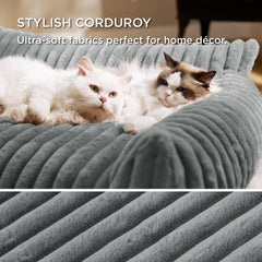 Bedsure ComfyFleece cat couch plush fur closeup conveys soft warmth.