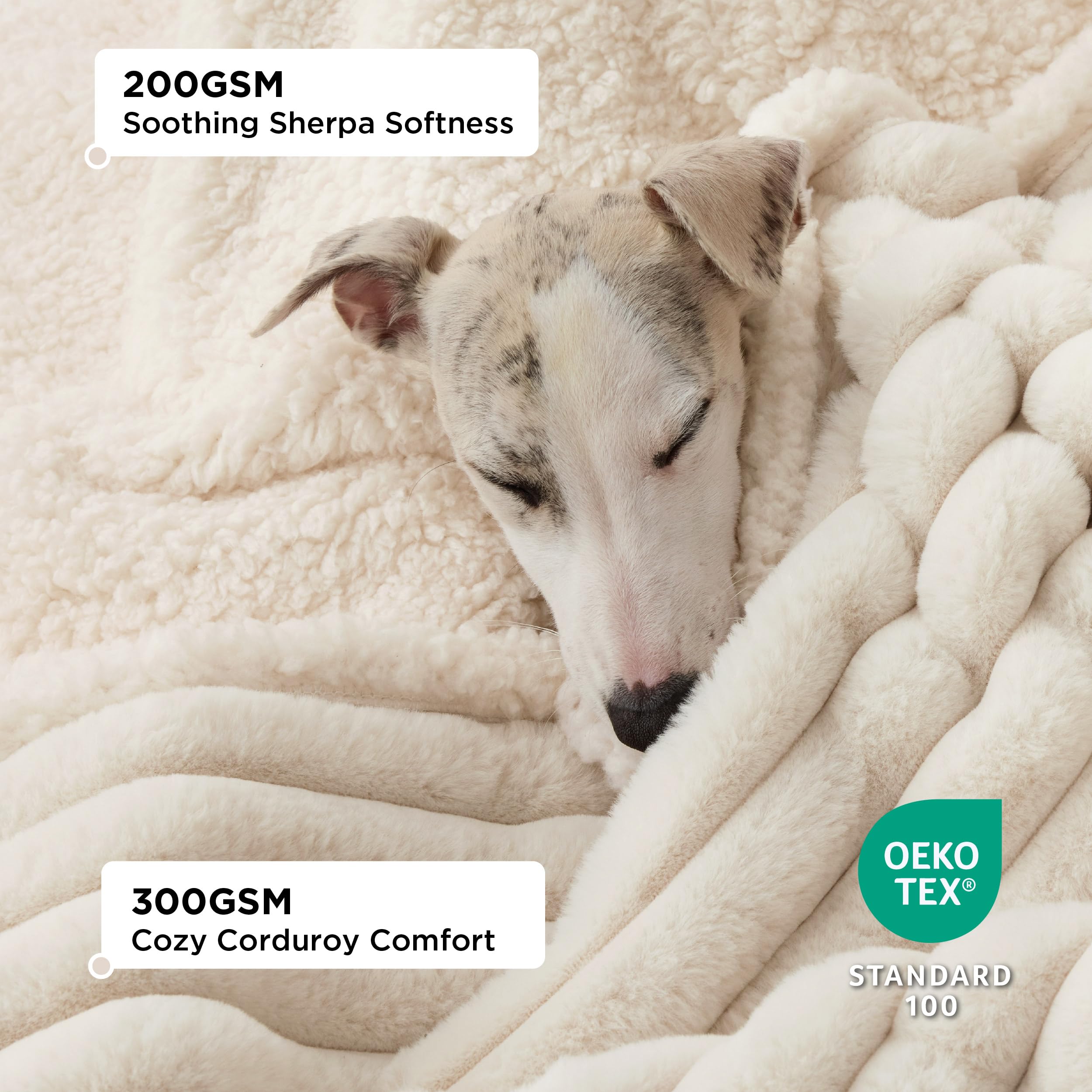 Bedsure ComfyFleece shows corduroy and sherpa sides for warmth.