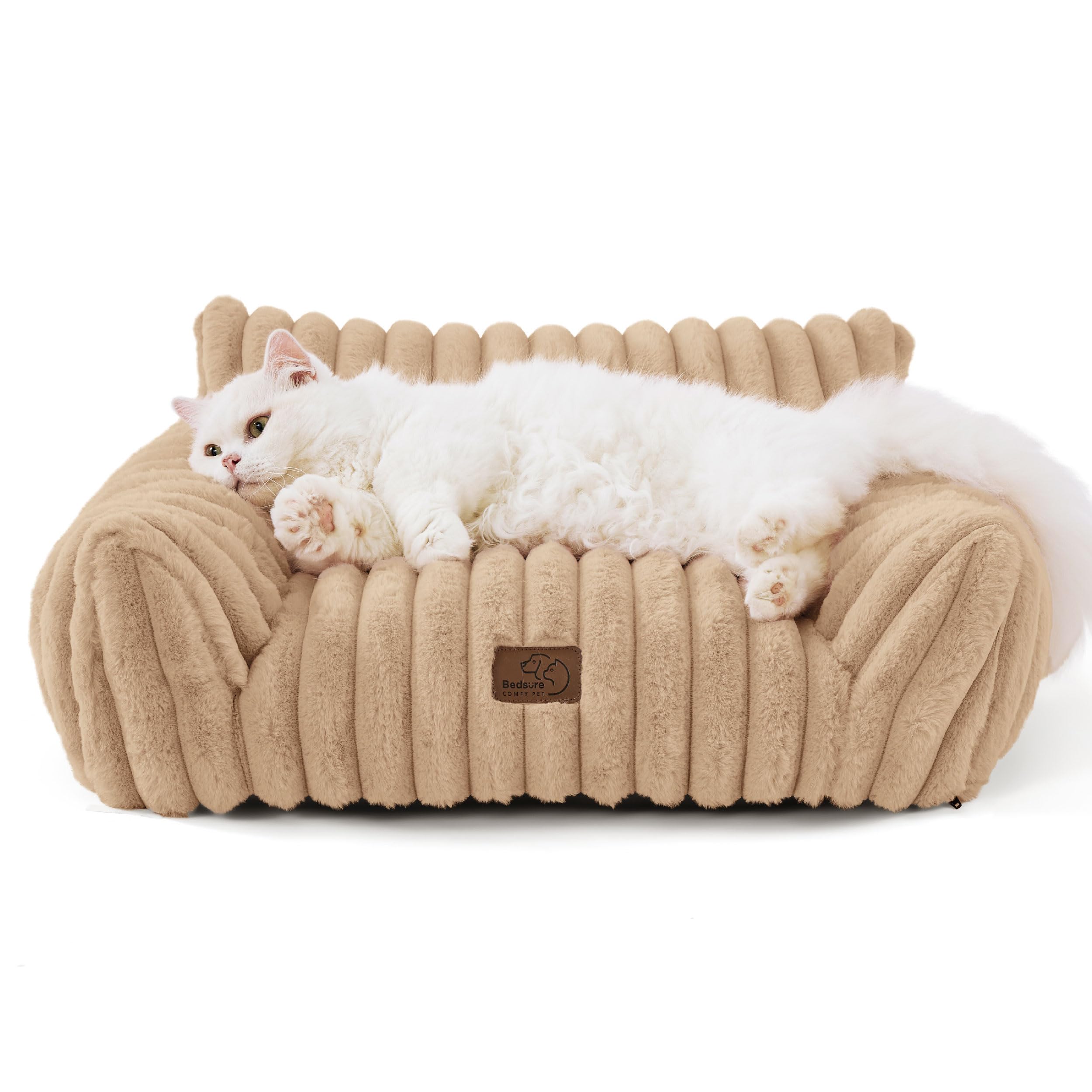 Bedsure ComfyFleece cat couch 24inch sandy beige for cozy indoor lounging