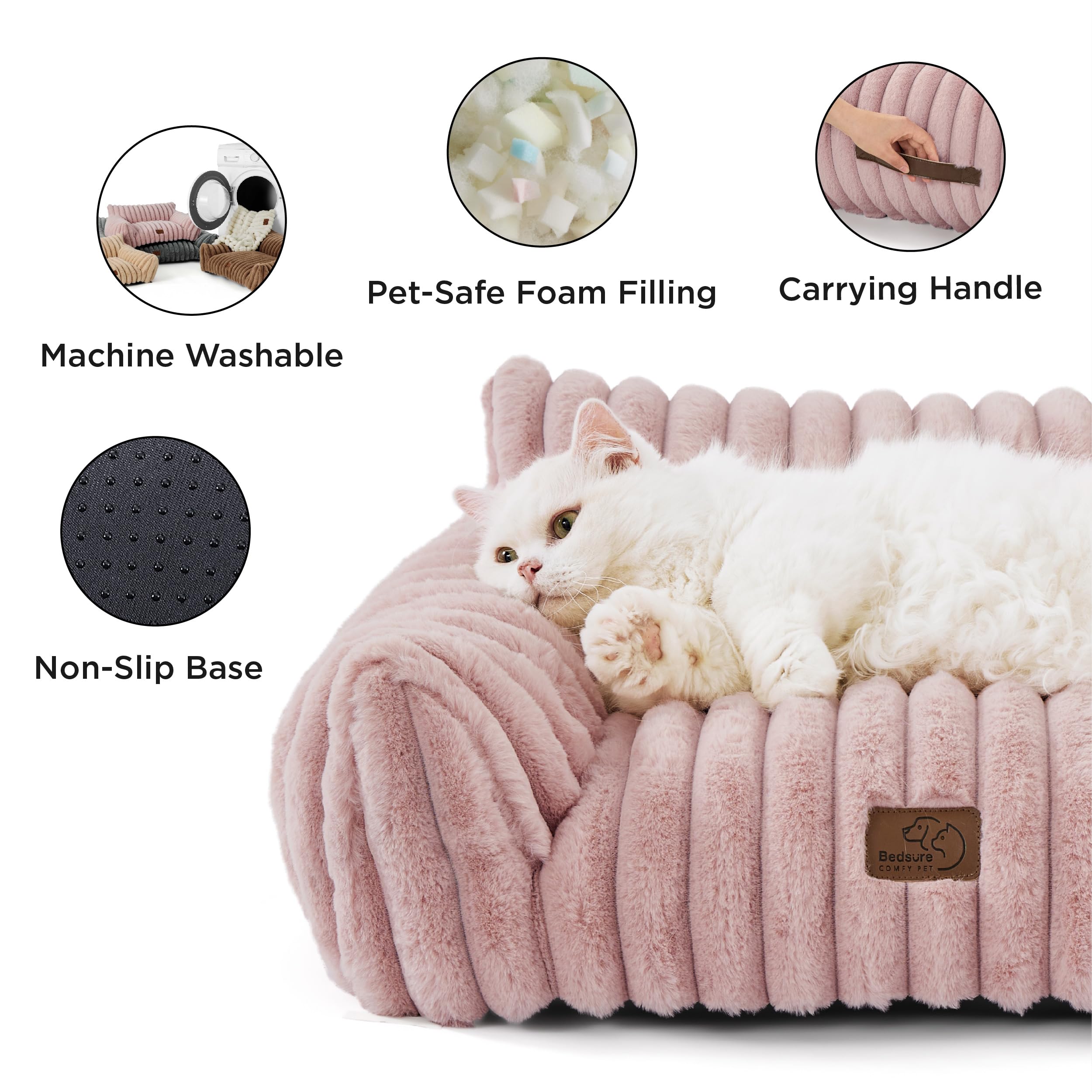 Bedsure ComfyFleece cat couch anti-slip bottom detail for stability
