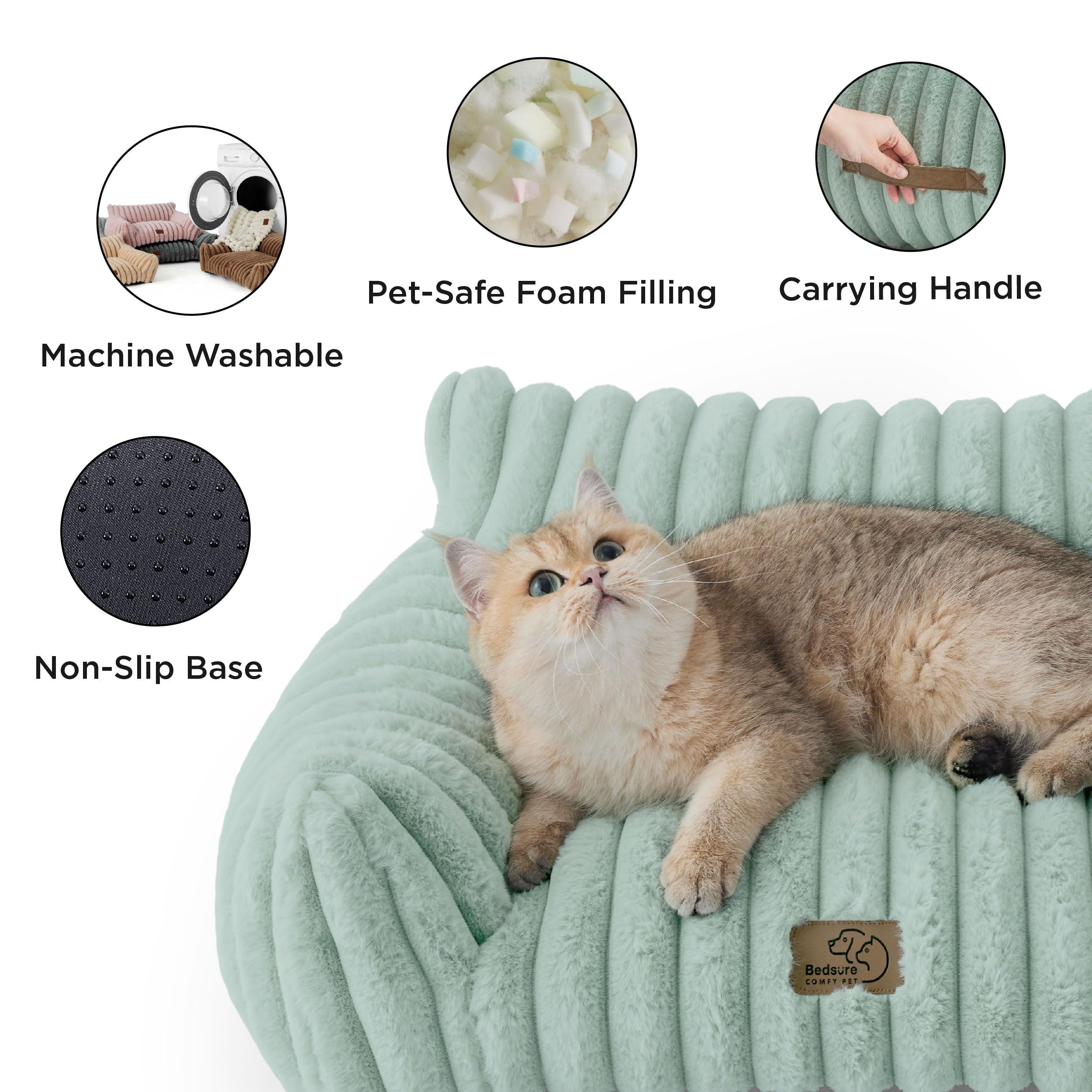 Bedsure ComfyFleece Cat Couch anti-slip bottom keeps pets secure.