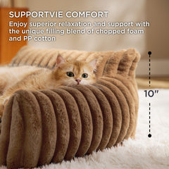 Bedsure ComfyFleece cat couch back detail shows high backrest