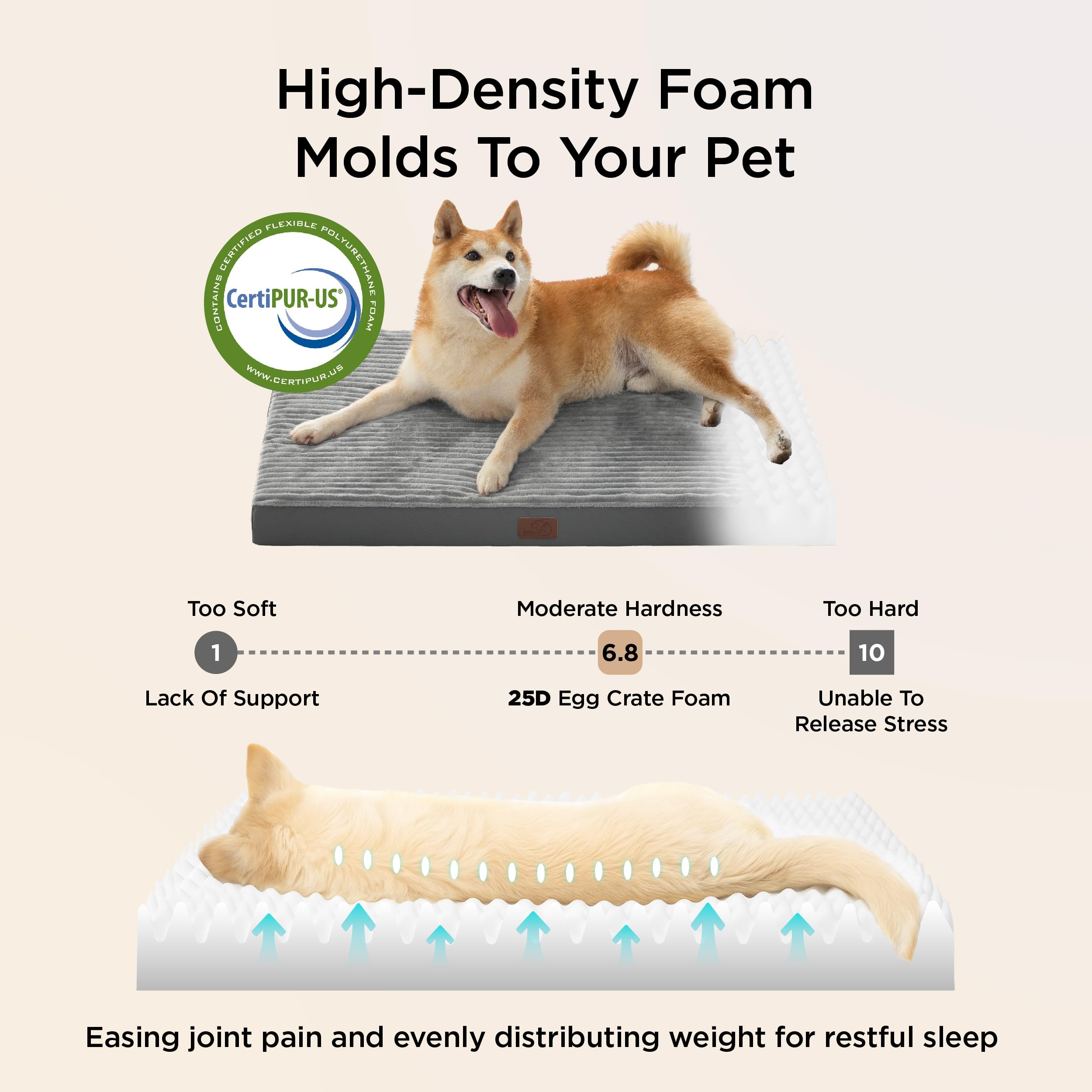 Bedsure dog bed anti-slip base keeps it in place on any surface.