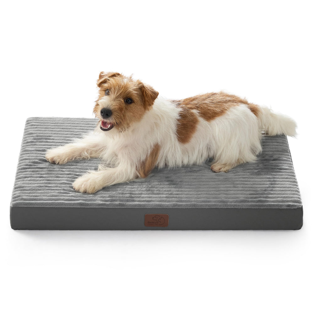 Bedsure ComfyFleece dog bed with foam support for comfy joints.