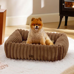 Bedsure ComfyFleece dog bed with raised sides for better head support.