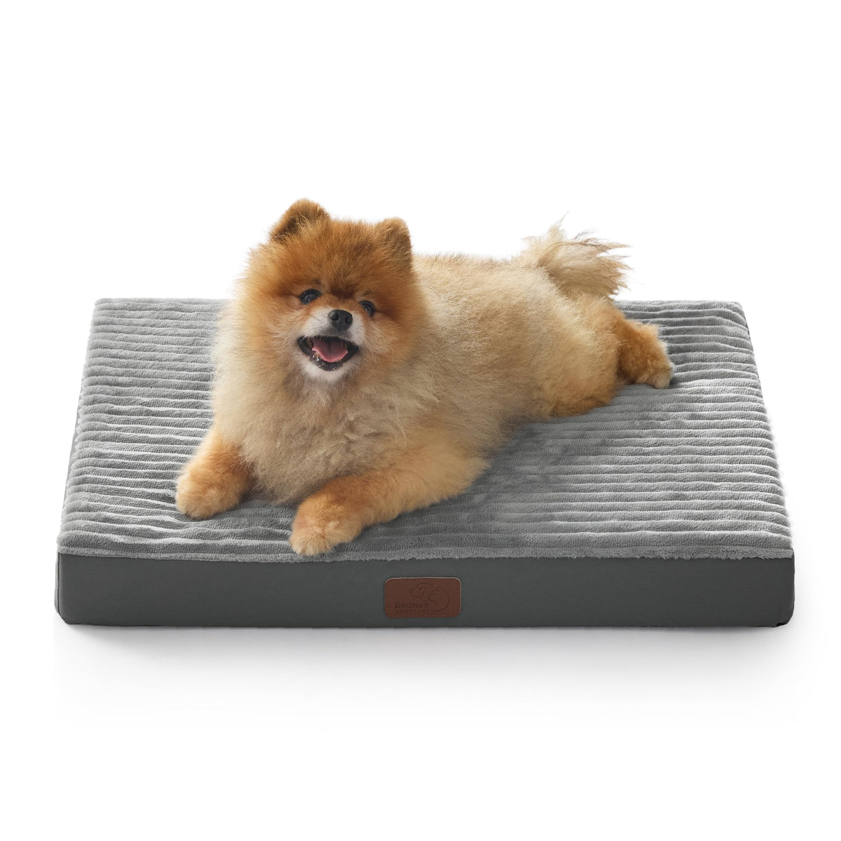 Bedsure ComfyFleece dog bed cover closeup shows soft fleece warmth for cozy naps.