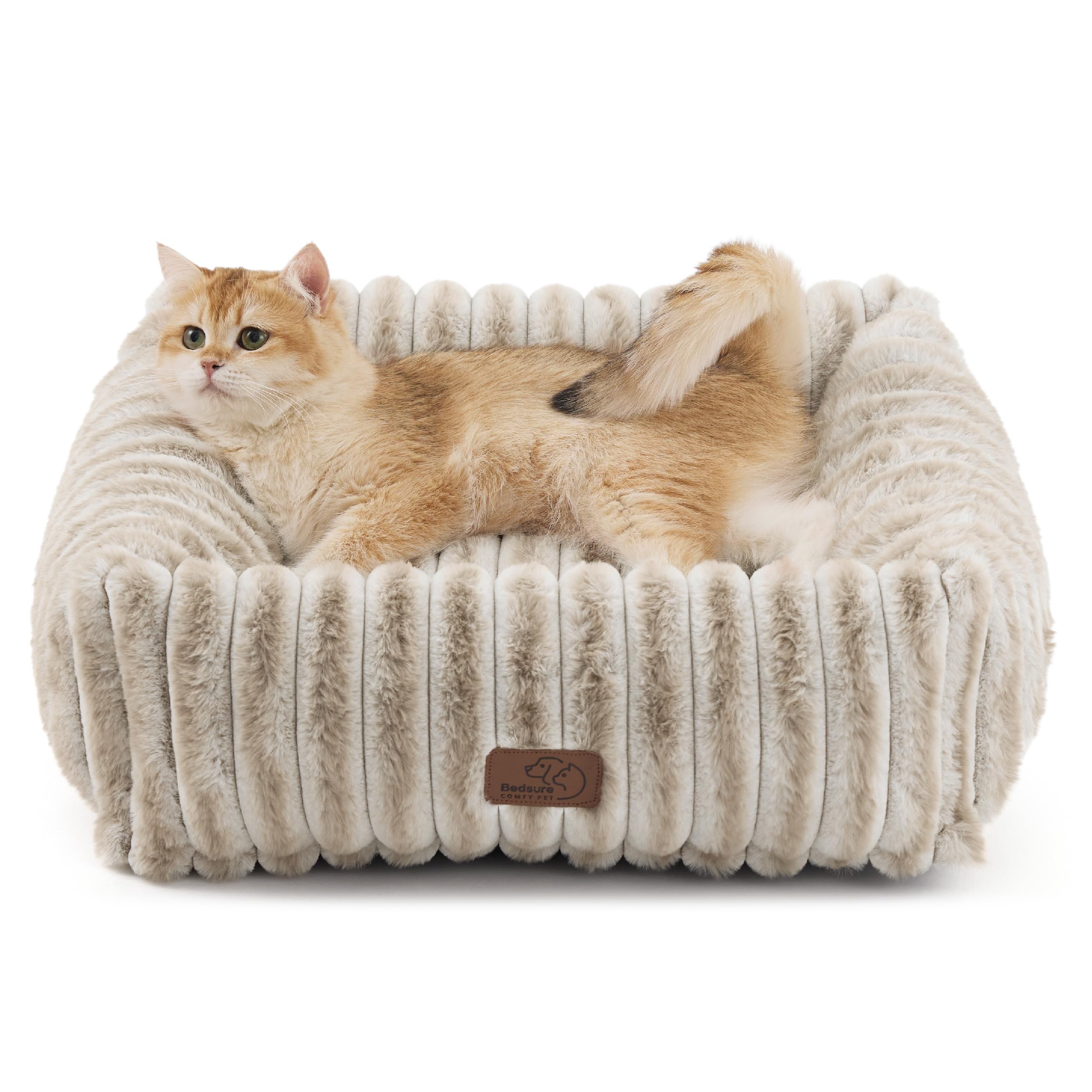 Bedsure ComfyFleece dog bed top view shows cozy rectangle shape.