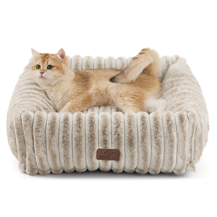 Bedsure ComfyFleece dog bed top view shows cozy rectangle shape.