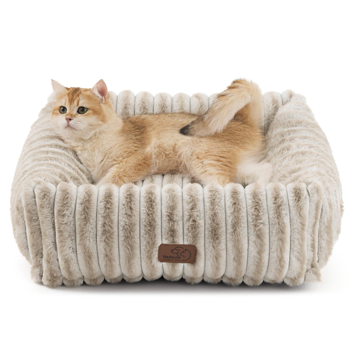 Bedsure ComfyFleece dog bed top view shows cozy rectangle shape.