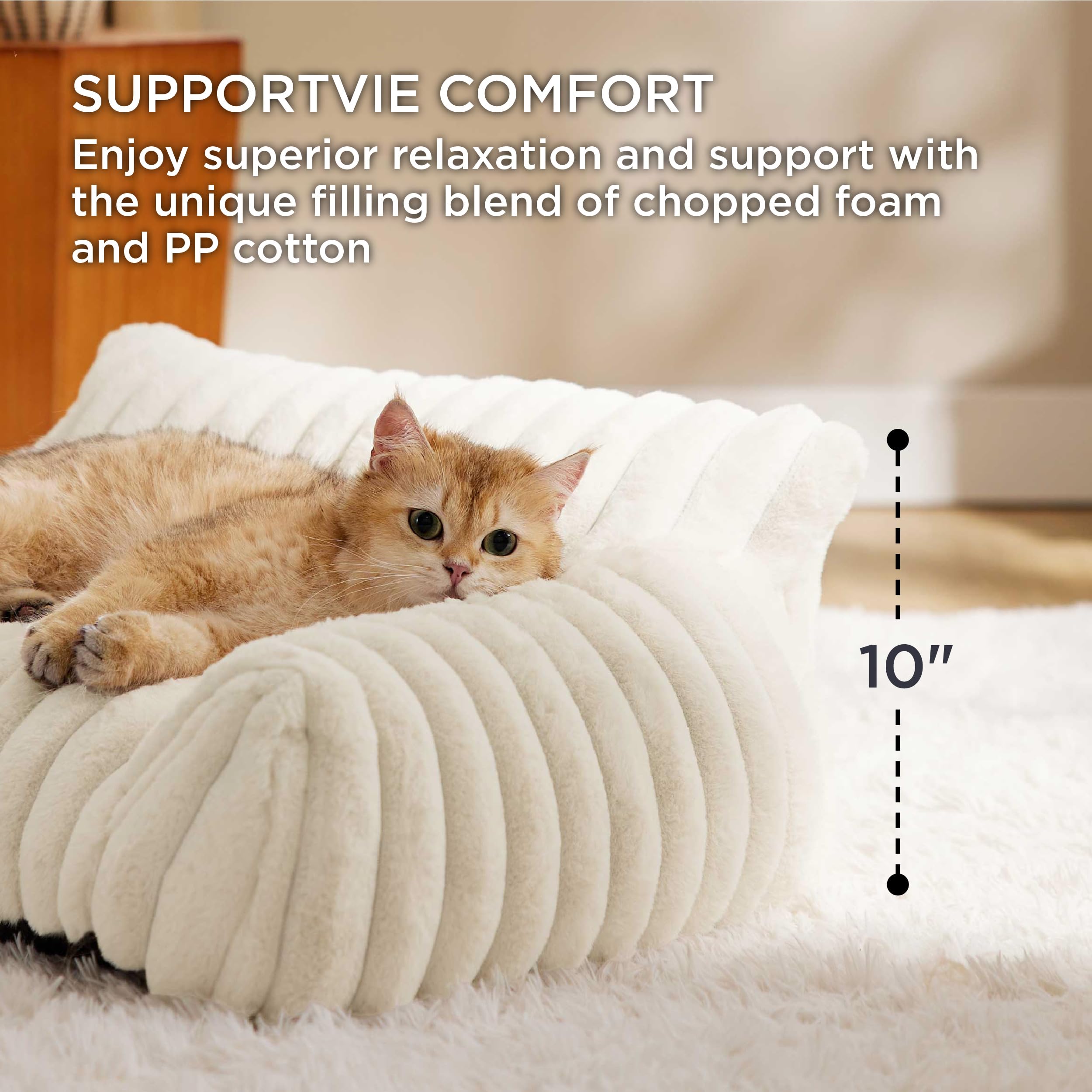 Bedsure ComfyFleece dog couch front view, inviting resting spot for naps