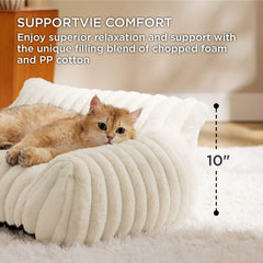 Bedsure ComfyFleece dog couch front view, inviting resting spot for naps
