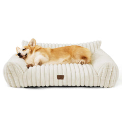 Bedsure ComfyFleece dog couch side view shows supportive design for medium dogs