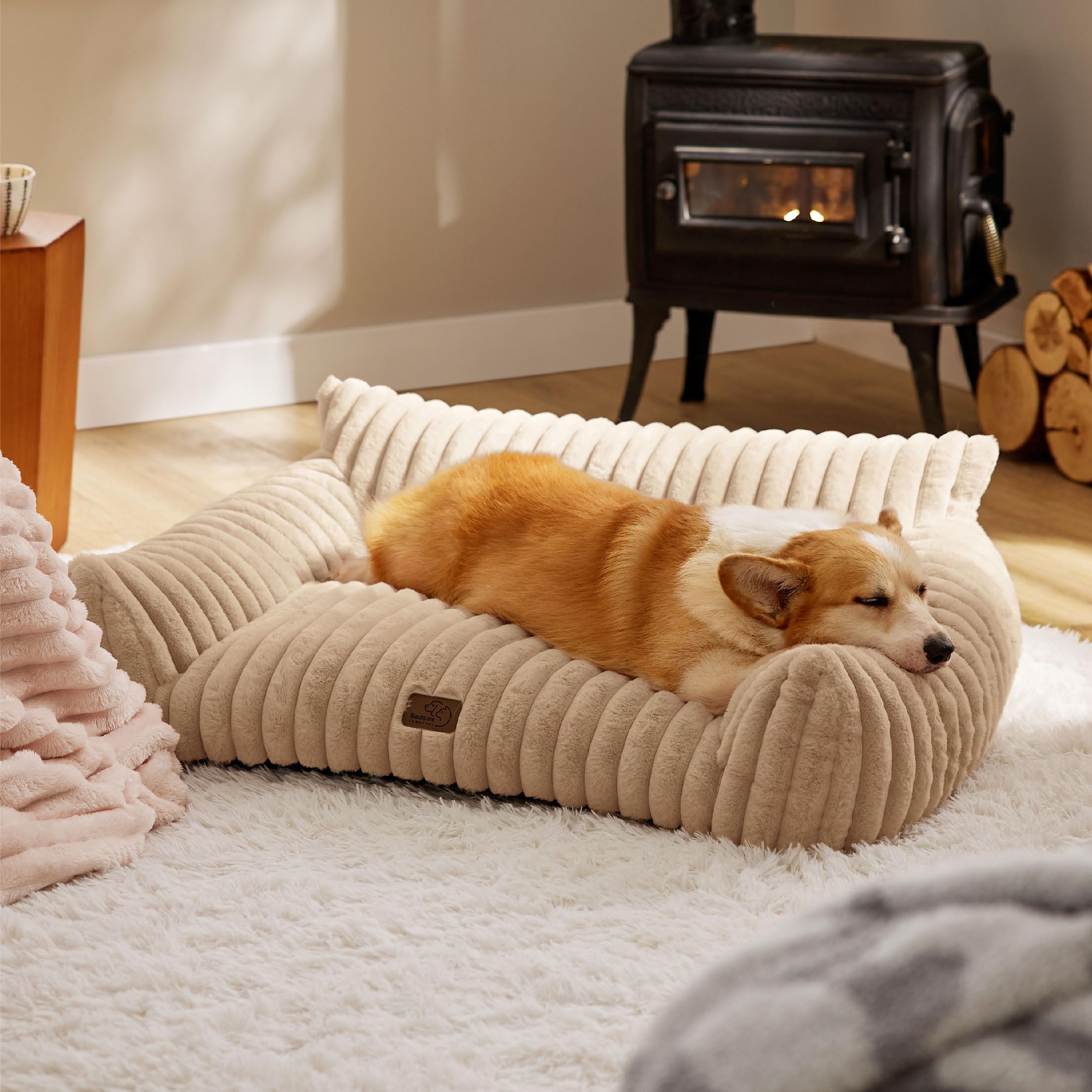 Bedsure ComfyFleece dog couch washable cover ready for laundering.
